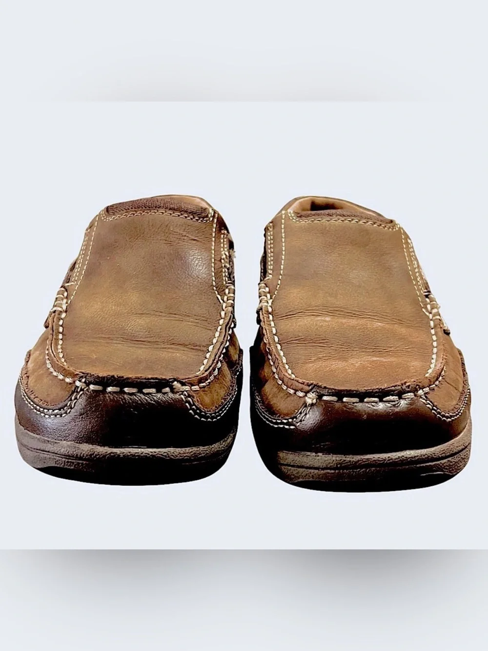 Florsheim Lakeside Moc Toe Slip-on Brown Leather Penny Boat Loafer Shoe Size 7.5